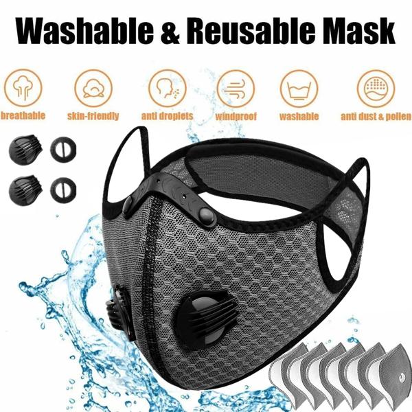 Reusable Half Face Cover Mask w/ Filter Cycling Outdoor Sport Face Mask Grey Reusable Half Face Cover Mask w/ Filter Cycling Outdoor Sport Face Mask Grey