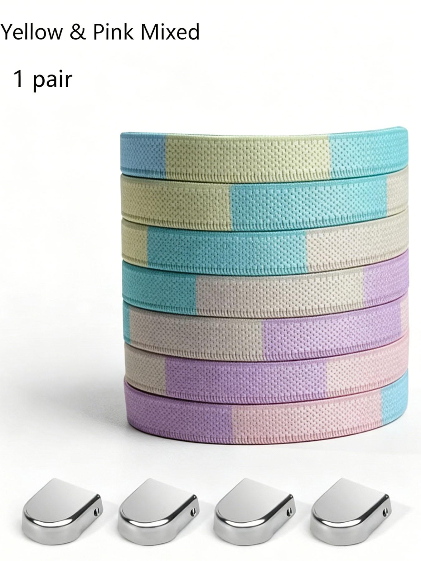 Dreamy Tie-Dye Lazy Shoelace, No-Tie Press Button, Gradient Color, Elastic Stretch, Wide Strap, for Sneakers, Dad Shoes, Sports Shoes, Commute, DIY Footwear