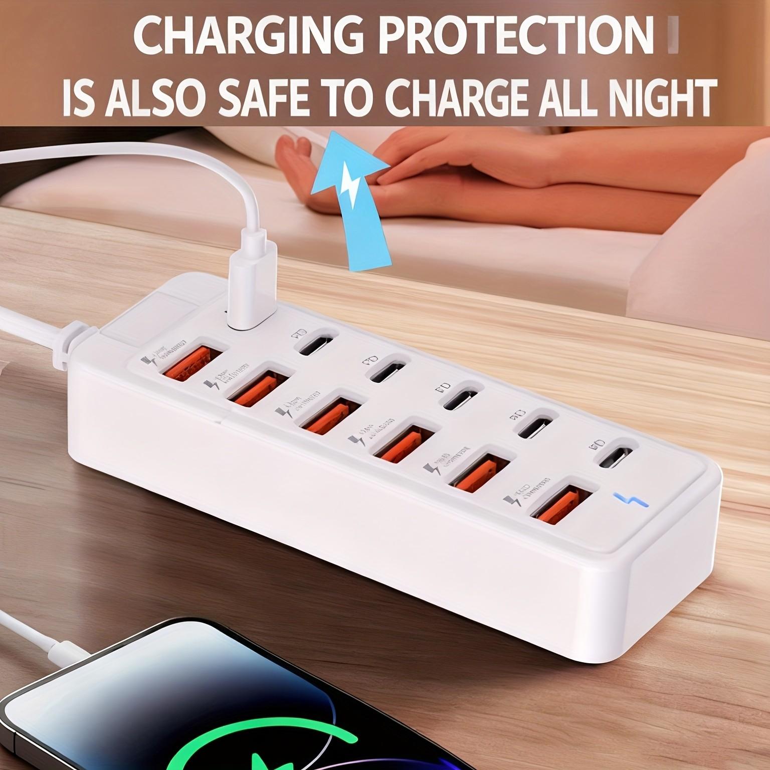 12-In-1 66w Fast Charging Station, 6 USB Ports + 6 Type-C PD Fast Charge Ports, Compatible with iPhone, Macbook, Laptop, Phone, Tablet, Game Console