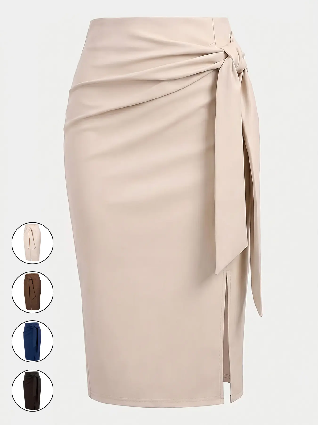 Women's Casual Elegant Professional Solid High Waist Slit Skirt, Stylish Midi Skirt for Office Look, Perfect for Daily Wear, Work Skirts