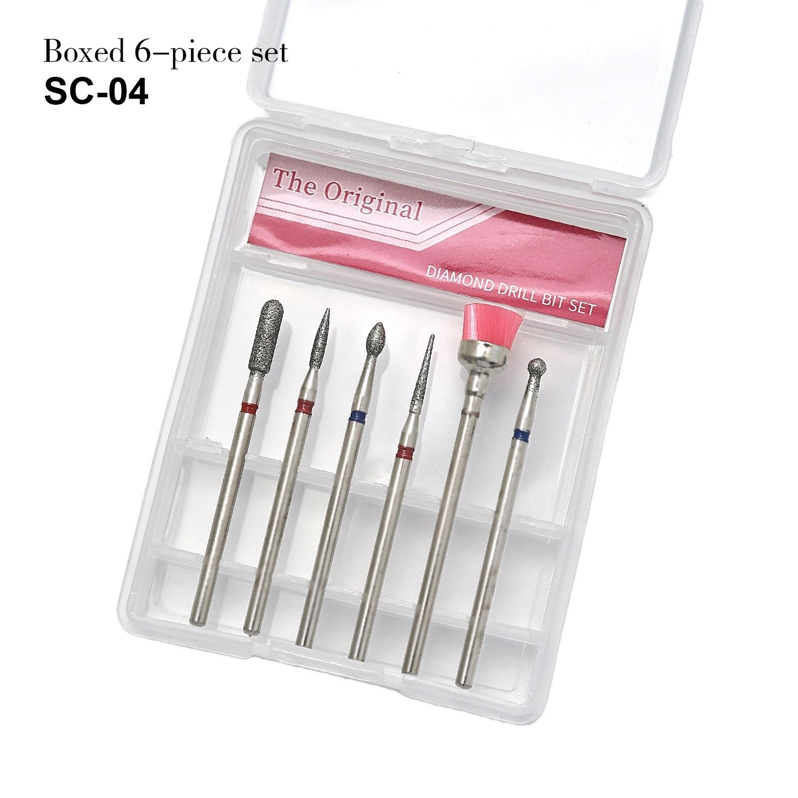 6Pcs/set Nail Drill Bits Set Nail Bits For Nail Drill Professional Diamond Drill Bit Set Electric Cuticle Rotary Manicure Nail Drill Bits Pedicure Grinding Head Sander Tools For Acrylic Gel Nails Home Salon Diy Manicure
