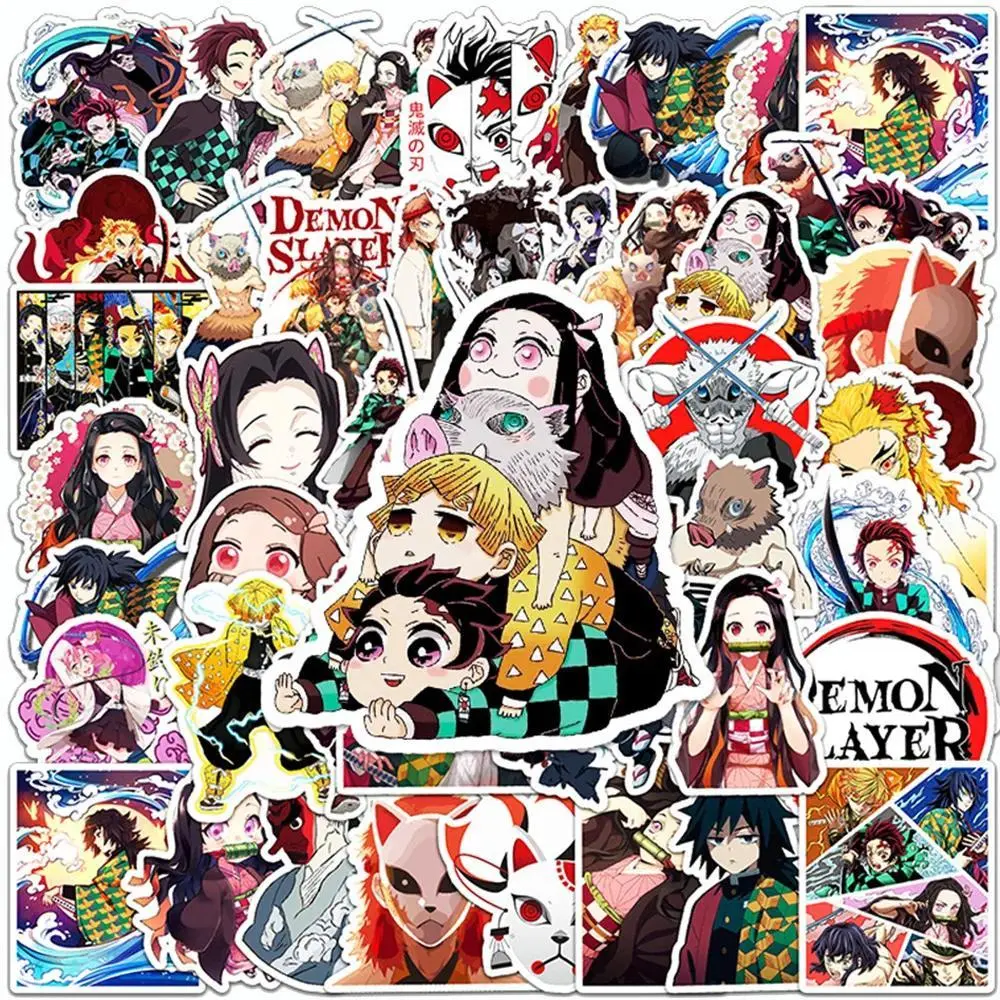 2026 Hot selling toys 10/30/50pcs Hot Anime Demon Slayer Stickers Cartoon Decals DIY Water Bottle Phone Notebook Kamado Tanjirou Cool Graffiti Sticker Internet-famous toy
