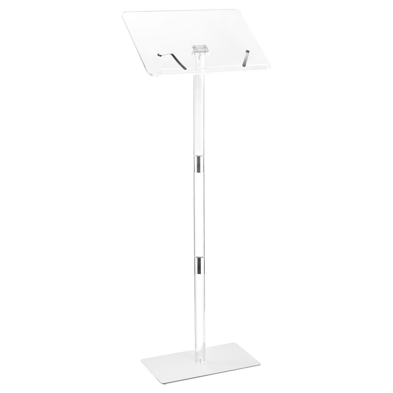 VEVOR Podium Stand, 43-Inch Acrylic Lectern, Portable Laptop Desk with Wide Reading Surface, Book Clips, Adjustable Angle, Floor-Standing, for Classroom, Wedding, Conference, Lecture and Concert VEVOR Podium Stand, 43-Inch Acrylic Lectern, Portable Laptop Desk with Wide Reading Surface, Book Clips, Adjustable Angle, Floor-Standing, for Classroom, Wedding, Conference, Lecture and Concert