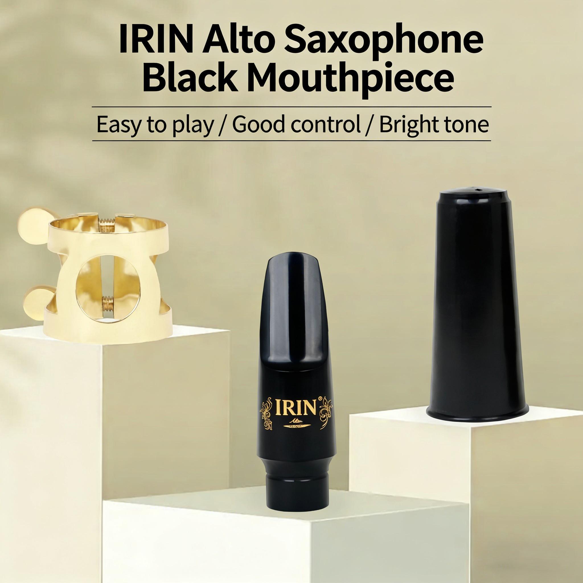 Irin Alto Saxophone Mouthpiece Abs with Cap and Clip, Transparent Box Packaging, High-Quality Musical Instrument Accessory