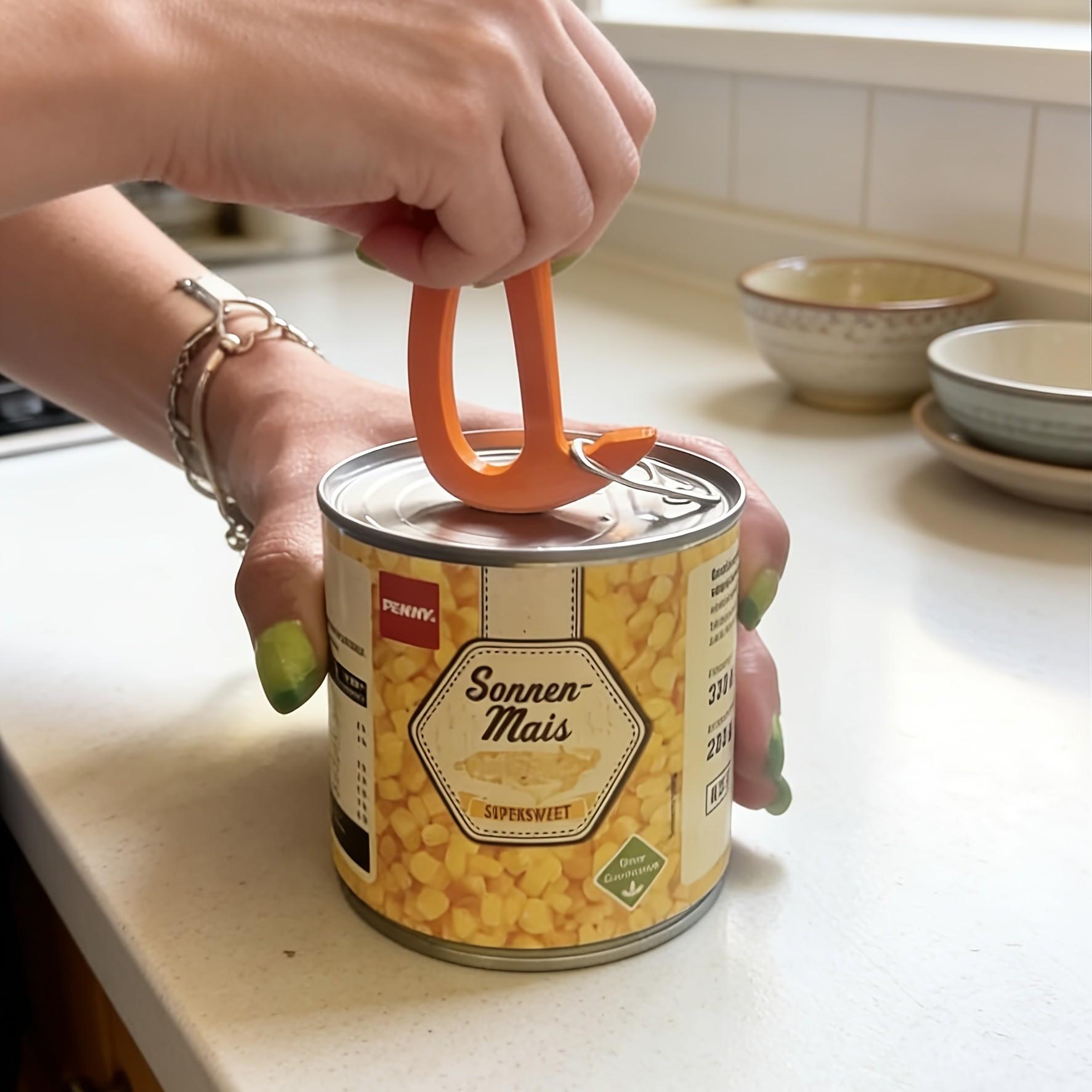 New Can Opener, Plastic Manual Can Opener, Ergonomic Non-Slip Handle, Safe and Easy to Grip, Durable Plastic Structure, Kitchen Tool, Easy to Clean