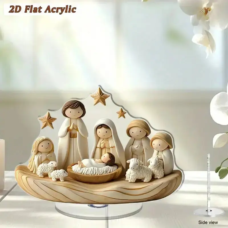 Rotatable Acrylic Christmas Desk Decor 🎄 - 2D Minimalist Design, Versatile for 11 Holidays, Festive Home Ornament, Black Friday Deal: Christmas/New Year Gift