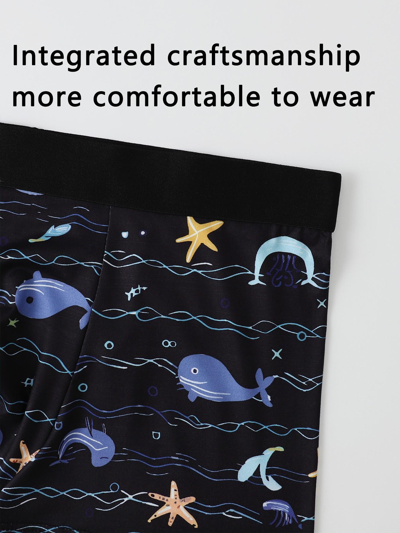 Men's Ocean Series Boxer Briefs with cartoon prints, comfortable and breathable, offering a different style every day!