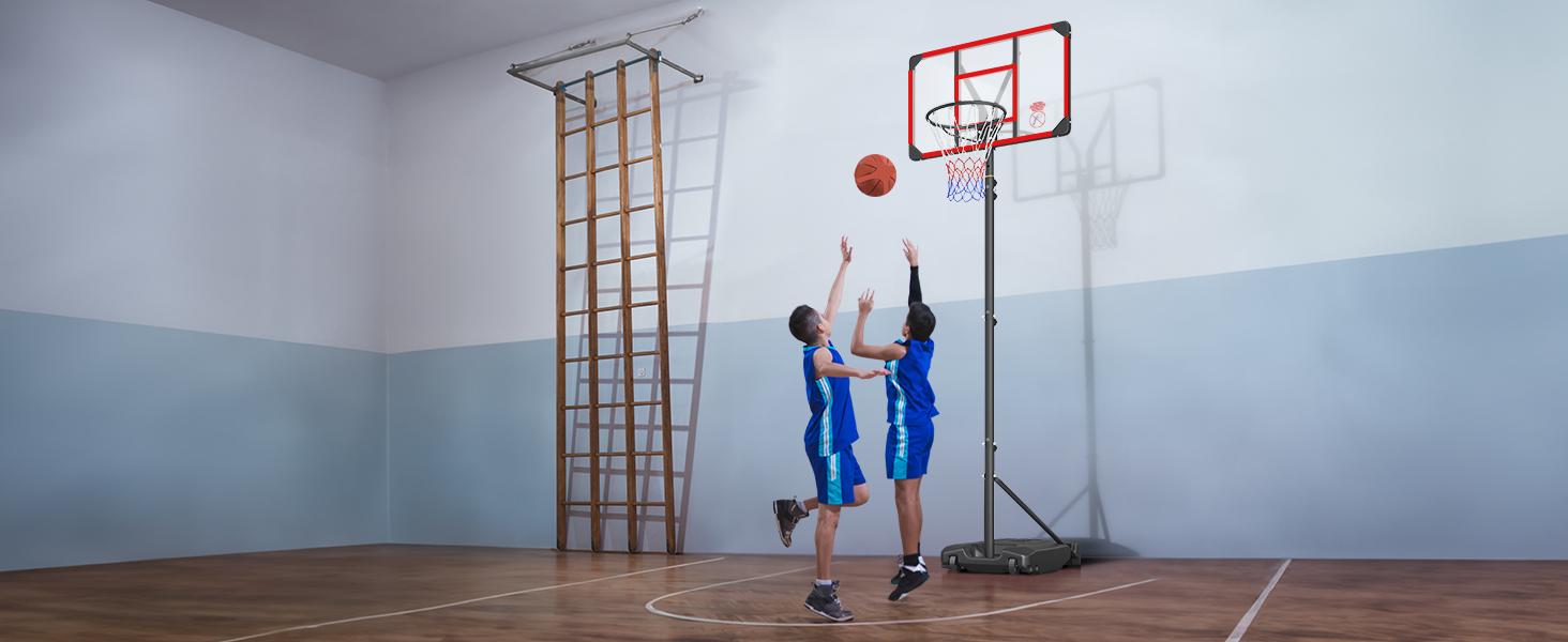 Kids Basketball Hoop Outdoor 4.82-8.53ft Adjustable, Portable Basketball Hoops & Goals for Kids/Teenagers/Youth in Backyard/Driveway/Indoor, with Enlarged Base and PC Backboard