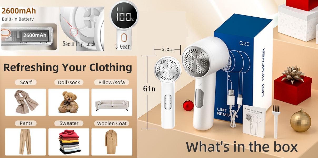 Dealsforyoudays-Lentorgi Fabric Shaver, Lint Remover Rechargeable, Electric Portable Sweater Defuzzer with 3 Speeds, 6 Leaf Blades, Digital LED Display to Remove Pilling for Clothes, Furniture, Sweater, Couch, Blanket Dealsforyoudays-Lentorgi Fabric Shaver, Lint Remover Rechargeable, Electric Portable Sweater Defuzzer with 3 Speeds, 6 Leaf Blades, Digital LED Display to Remove Pilling for Clothes, Furniture, Sweater, Couch, Blanket