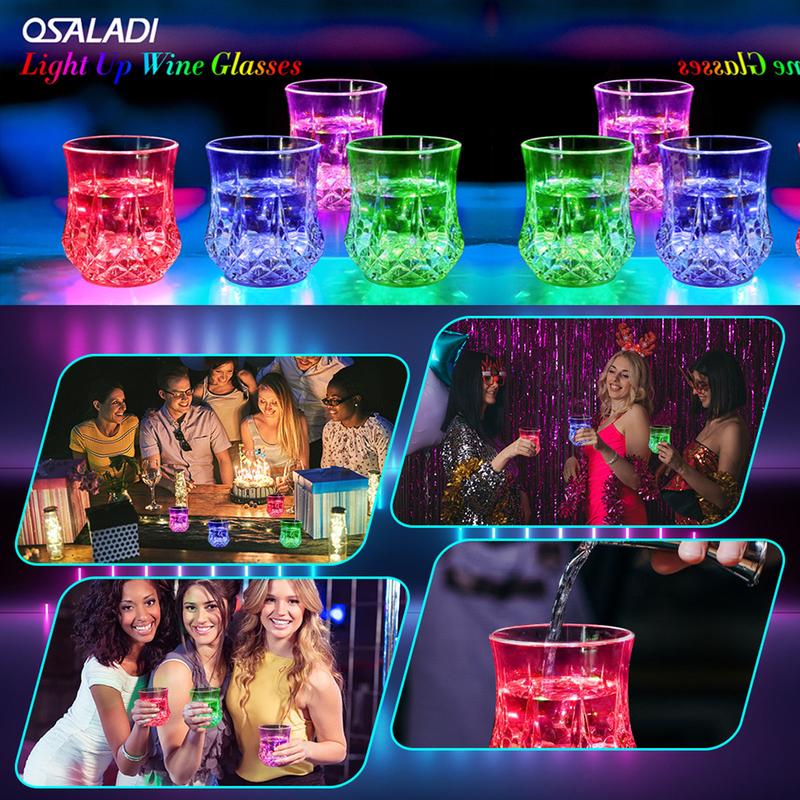 Liquid Activated LED Flash Crystal Cups, Multicolor Water-Activated Glowing Tumblers with Auto Light Up for Bar & Party Decor, 2 Pack – Christmas Gift, Thanksgiving Tableware, Shimmering Plastic Material, Valentine's Gift for Boyfriend