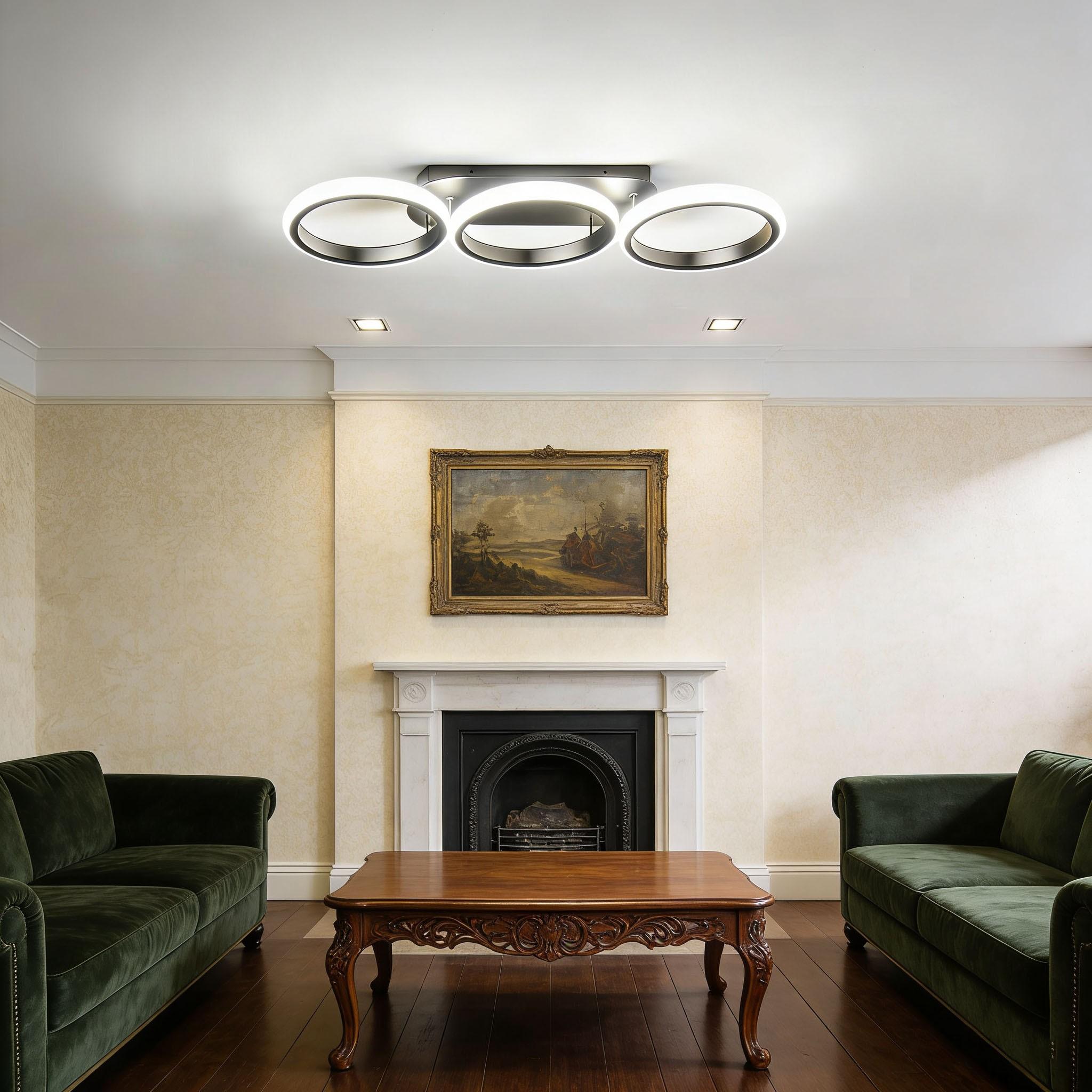 Circular LED Ceiling Light, Hardwired Ceiling Light, Aluminium/Silicone Construction, White/Warm Light Suitable For Bedrooms, Living Rooms, Study Rooms, Kitchens, Indoor Lighting Fixture