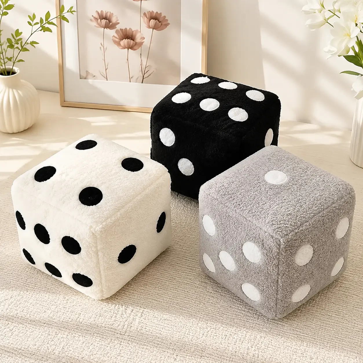 1 Pc Whimsical Dice-Shaped Plush Pillow Soft Stuffed Cube Cushion Toy for Game Room Funky Home Decor homedecor