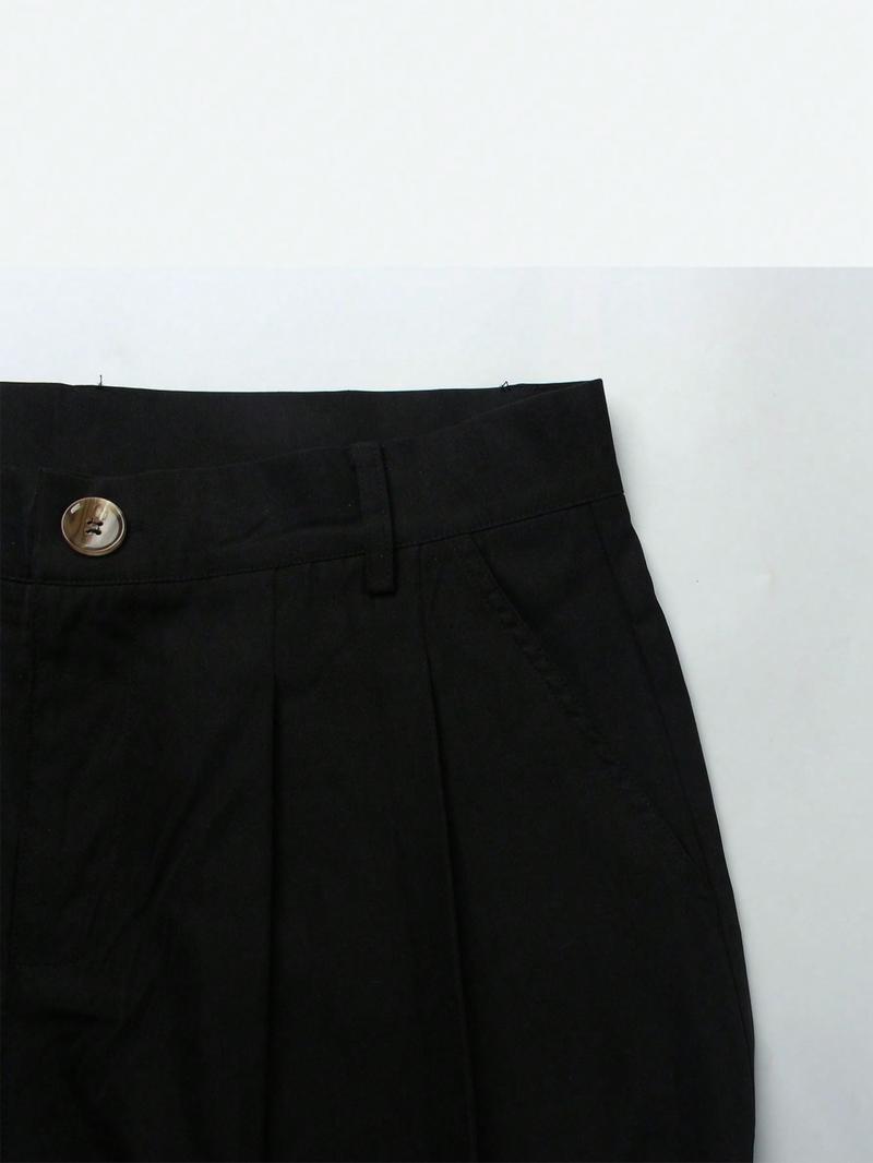 Men's Versatile Solid Color Wide Leg Pants, Casual Minimalist Trousers, Unique Button Design, Fitted Style, Perfect for Parties and Daily Wear