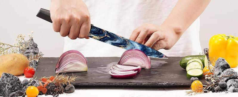 Astercook 6-Piece Stratigraphic Knife Set, 6 Anti-Rust Stainless Steel Knives with Blade Guards, Dishwasher Safe.