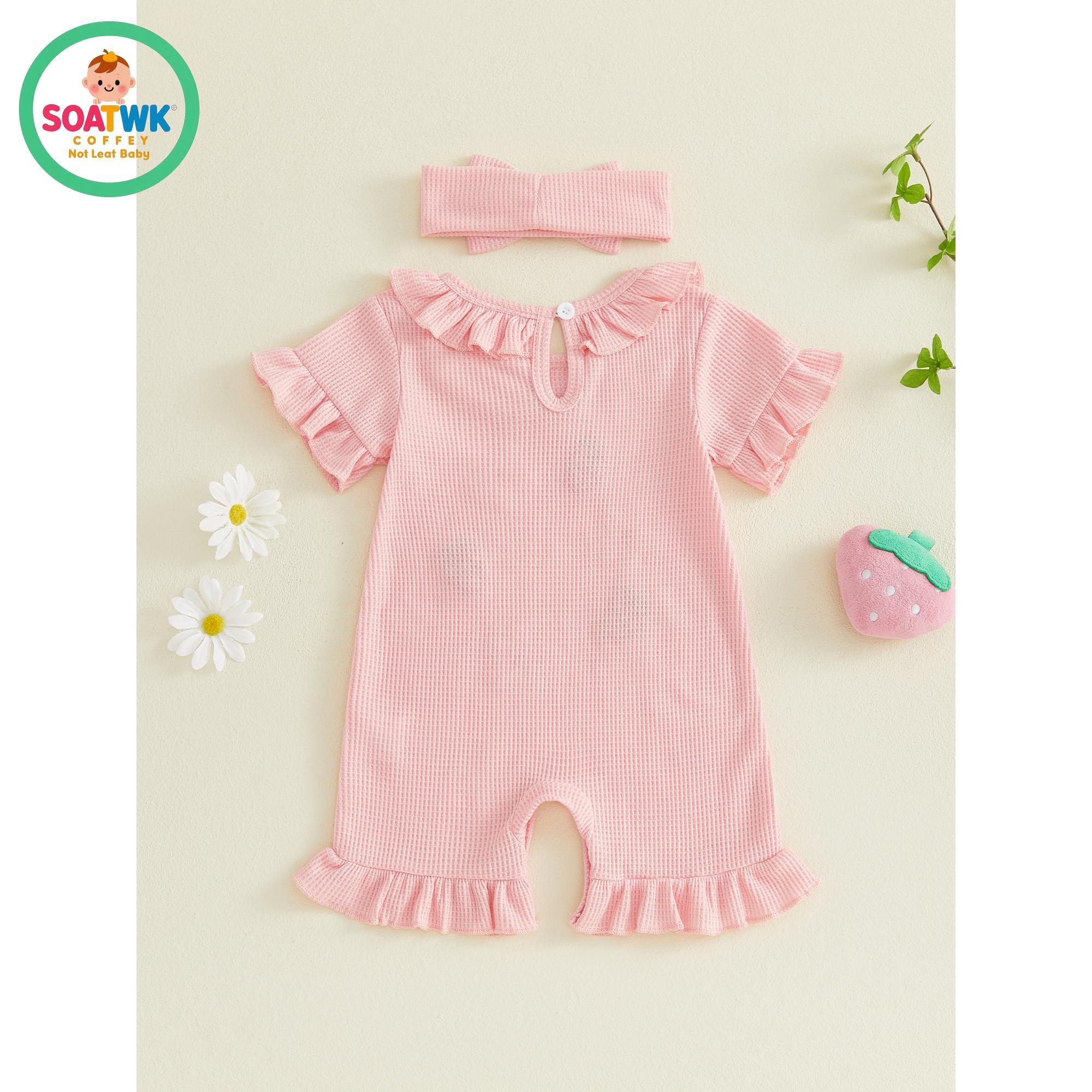 Baby Girl Summer Romper Strawberry Floral Embroidery Ruffles Short Sleeve Jumpsuit with Cute Headband Set Baby Girl Summer Romper Strawberry Floral Embroidery Ruffles Short Sleeve Jumpsuit with Cute Headband Set