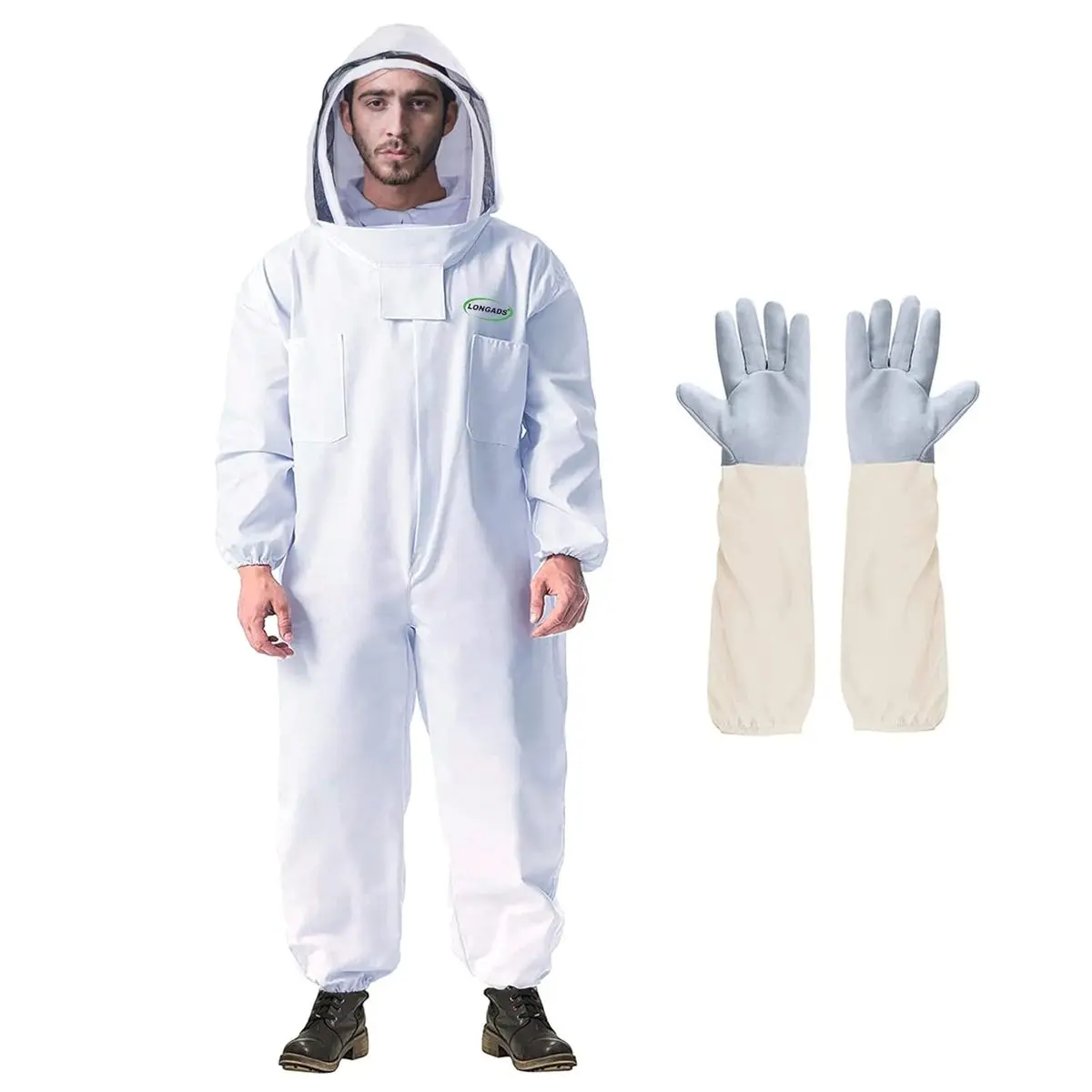 Bee Suit for Men, Full Body Beekeeper Suit with Gloves and Veil L| Breathable 240GSM 70% cotton, 30% polyester bee suit for comfortable beekeeping, apiary work, backyard hives and Halloween