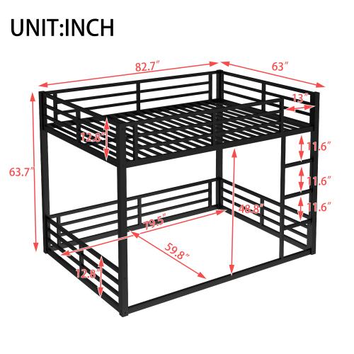 Floor Bunk Bed Frame, Heavy-Duty Bunk Bed for Kids, Teens, Adults, Noise-reduced Design, Black Floor Bunk Bed Frame, Heavy-Duty Bunk Bed for Kids, Teens, Adults, Noise-reduced Design, Black
