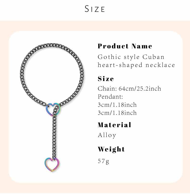 Cuore O Ring Slip Chain Collana Per Le Donne In Acciaio Inossidabile Cuban Chain Heart Necklace Punk Rock Collare Collana Handmade Regolabile Lariat Y Collana