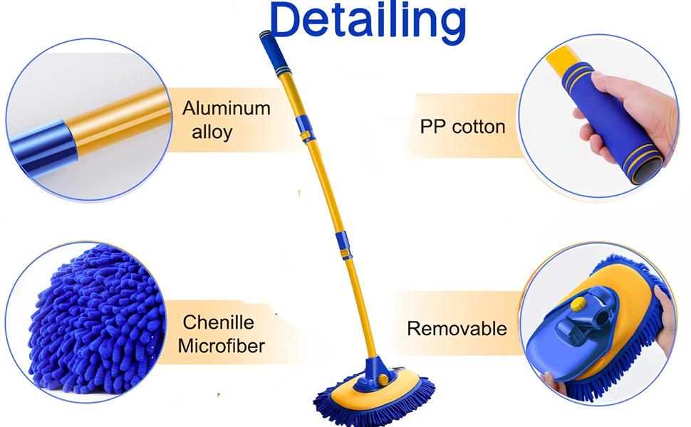 Black Friday! 43'' Long handle car wash mop, 15° Ergonomic design, retractable aluminum alloy pole, Microfiber car wash brush, Avoid scratching, Suitable for cars, trucks, SUVs, RVs and Home - Car wash accessory! Black Friday! 43'' Long handle car wash mop, 15° Ergonomic design, retractable aluminum alloy pole, Microfiber car wash brush, Avoid scratching, Suitable for cars, trucks, SUVs, RVs and Home - Car wash accessory!