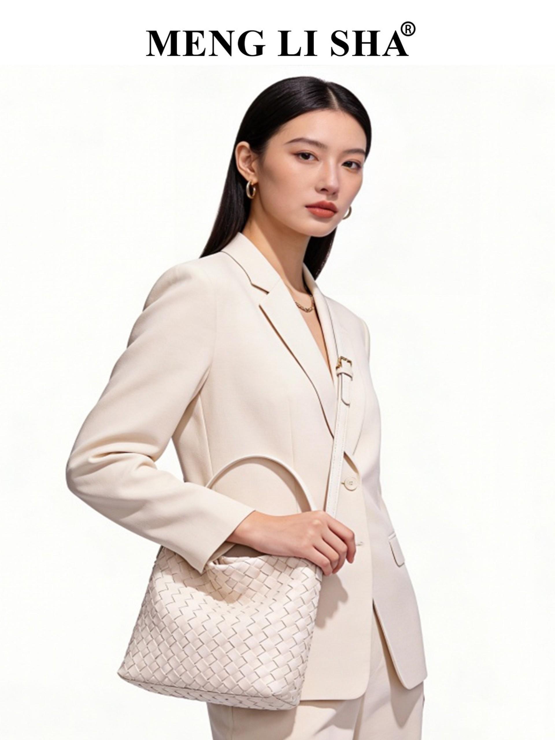 New Handmade Woven Tote Bag for Women, Luxury Bucket Bag, Lazy Style Commute Shoulder Crossbody Handbag, Large Capacity Leather Bag