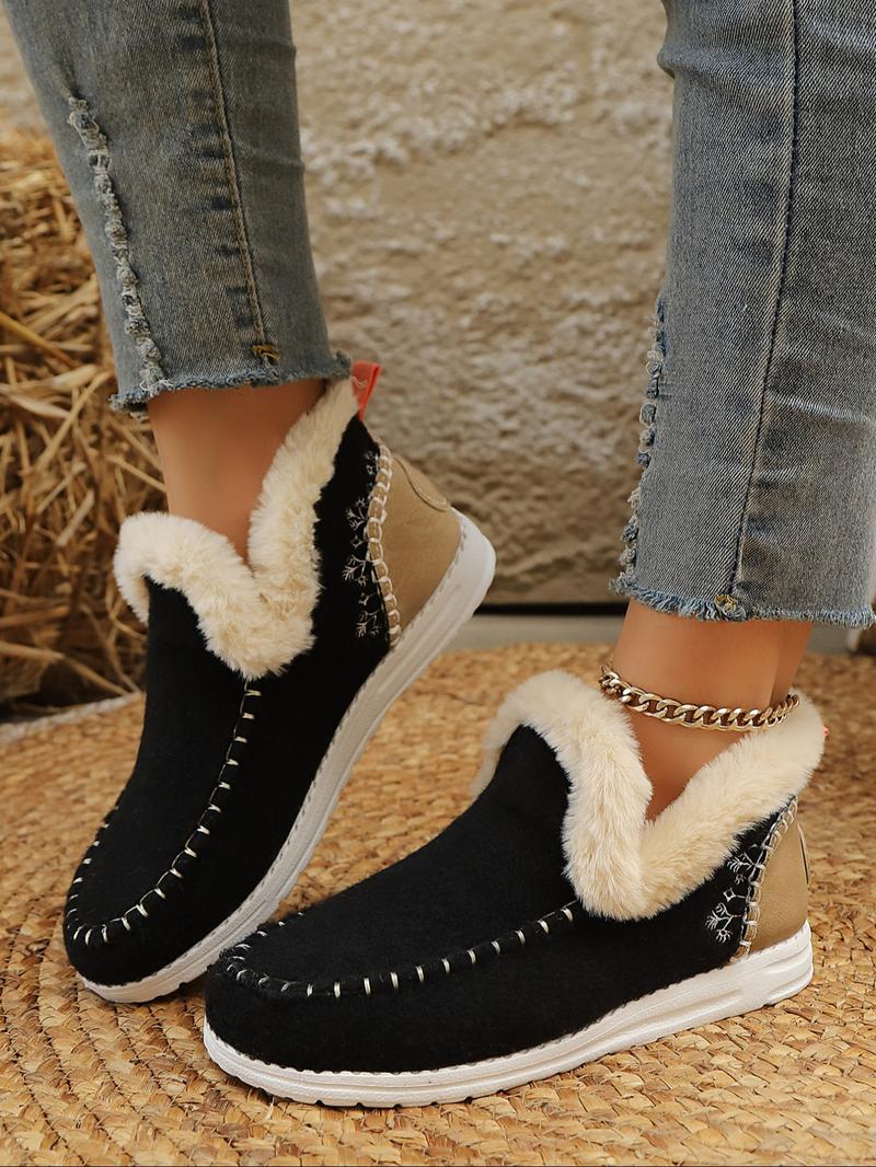 Women's Fashionable Patchwork Design Sneakers, Casual Comfortable Warm Soft Sole Shoes for Fall & Winter, Female All-match Round Toe Sports Shoes for Daily Wear, Lightweight Slip Ons