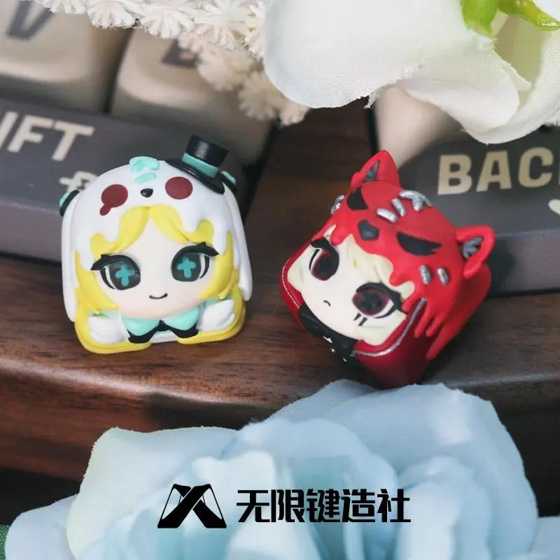 Original Kawaii Keycap Fairy Tale Characters Little Red Riding Hood Alice Keycap Resin Mechanical Keyboard Accessories Decor Esc