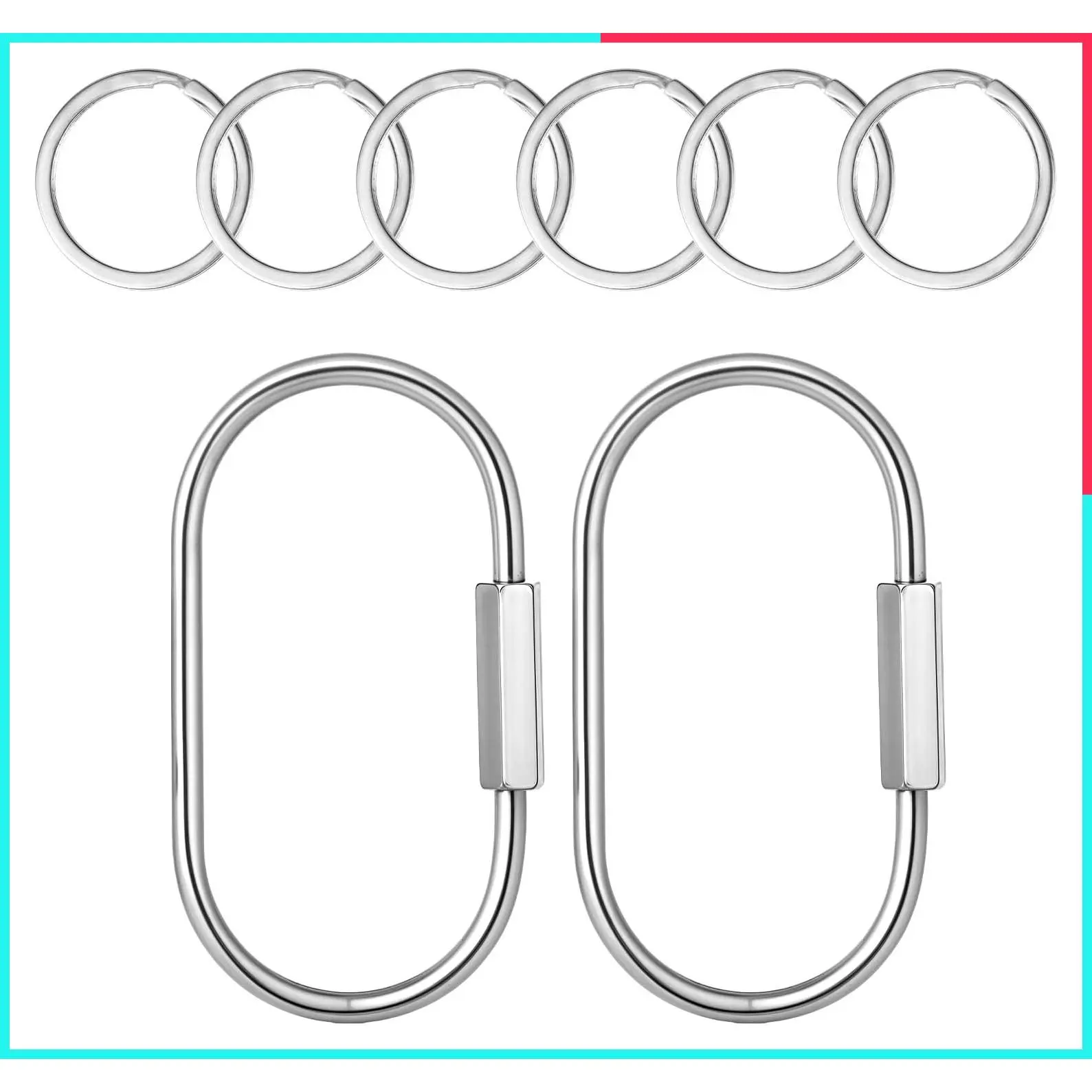 Silver Brass Screw Lock Carabiner Keychain Clip - Secure Bag Charm Key Ring Holder for Handbags, Purses, Tote Bags & Backpacks