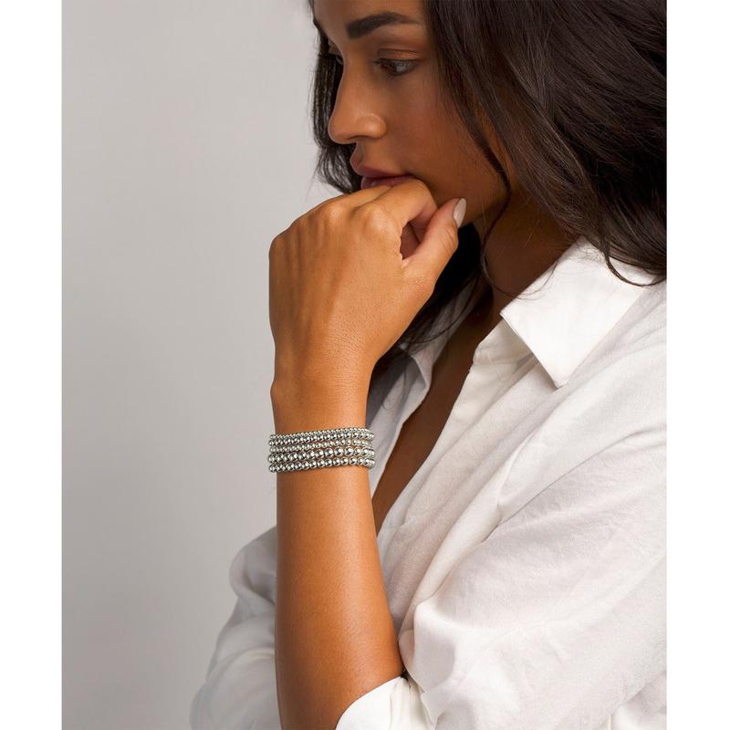 17KM Gold Bracelet for Women Waterproof, Beaded Strand Bead Ball Bracelet stack Adjustable  for Gifts