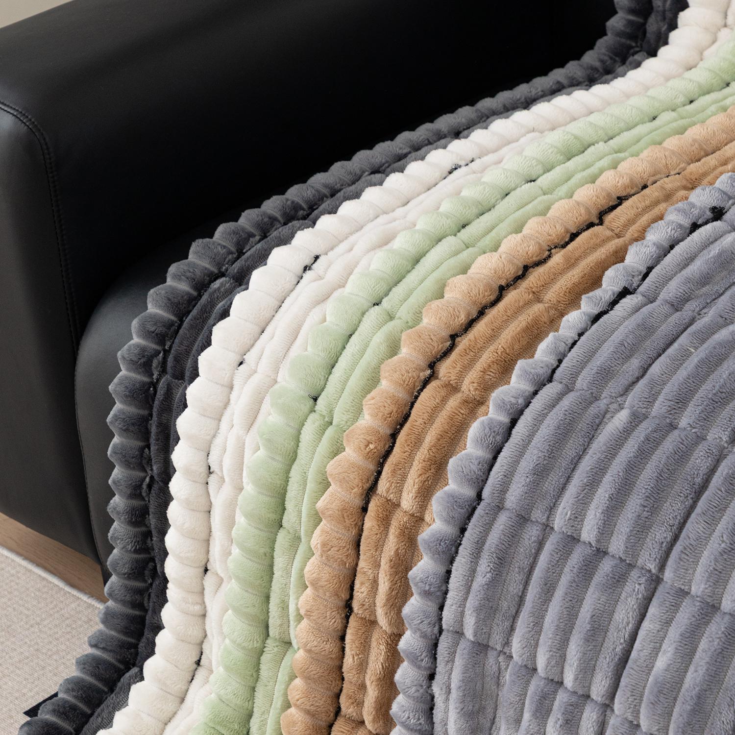 1pc Flannel Sofa Cushion, Soft Skin-Friendly Fabric, Wave Edge Design, Pet-Friendly Non-Slip, Machine & Hand Washable, Fits Single to Five-Seater Sofas