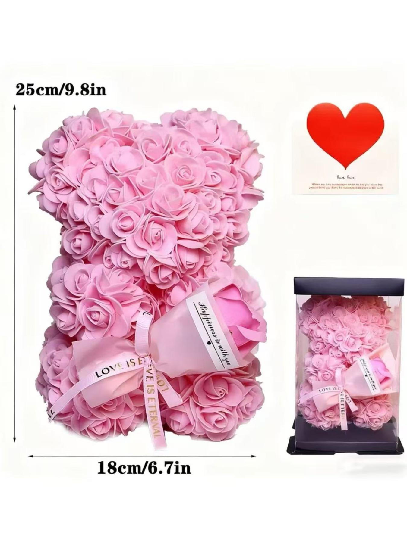 Pe Foam Flower Bear, Rose Bouquet Holding Bear, Valentine's Day Gift for Girlfriend, Mother's Day Gift, Christmas Gift, No Necklace Included