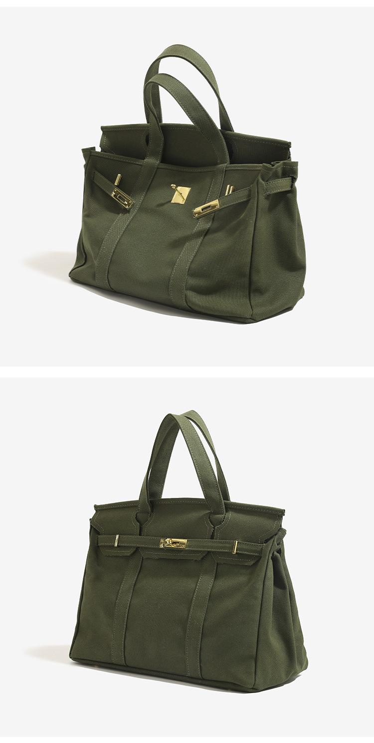 40L large capacity canvas bag with high-end and niche design, contrasting color handbag, versatile bag for vacation, travel, commuting, and more