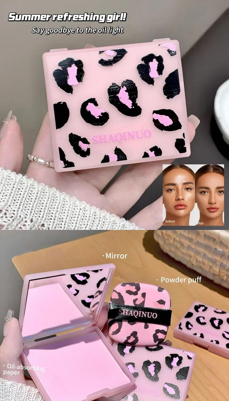 100 Sheets Oil Absorbing Papers with Replacement Pack, Powder Puff Style, Portable Makeup Mirror, Small and Convenient