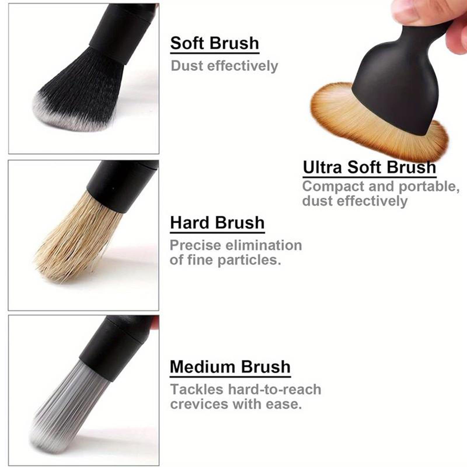 4-Counts Car Interior Cleaning Brush,Soft Professional Portable Brush for Car Interior Cleaning & Dust Removal,Cleaning Supplies,Car Detailing Products,Car Valeting Kit,Automotive,MirrorZone.