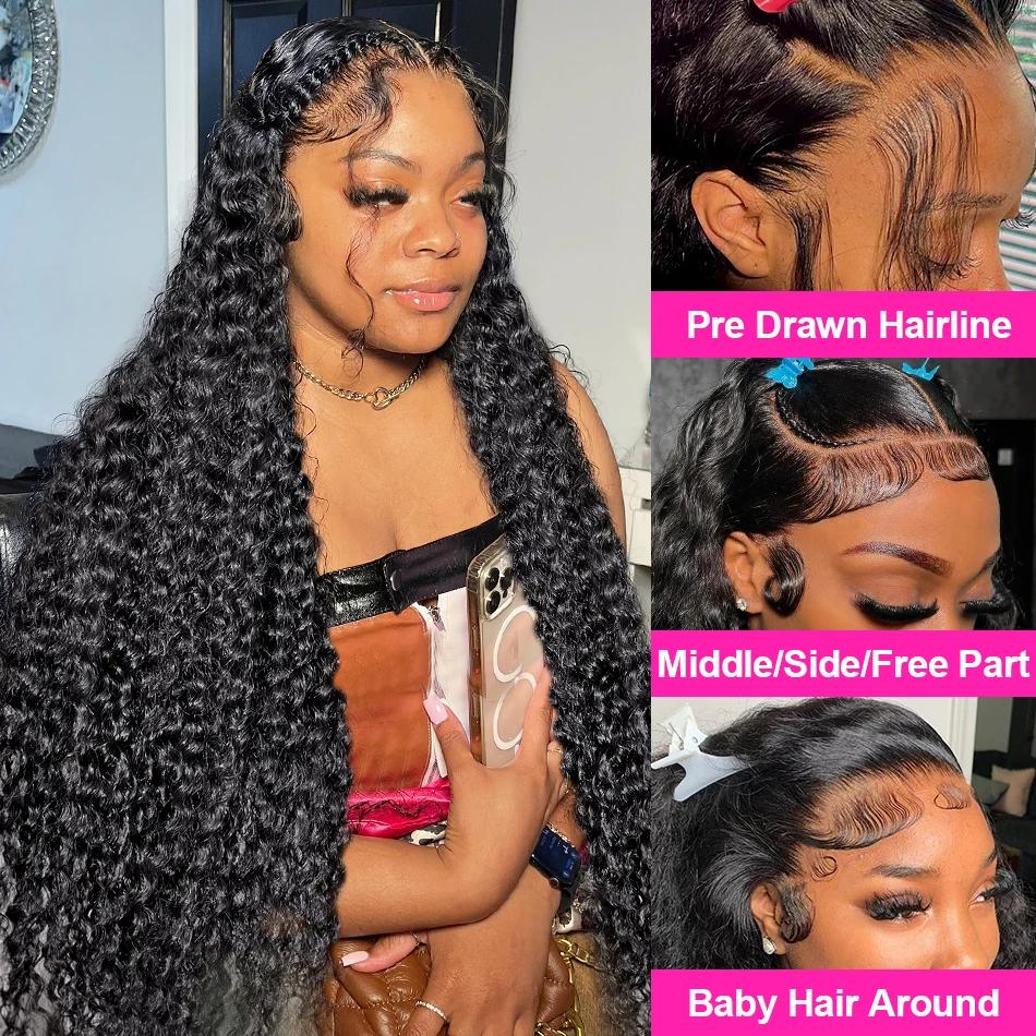 Bling Hair 13x6 HD Transparent Lace Frontal Real Hair Wigs Curly 180 Density 5x5 Lace Closure Glueless 30 Inch Deep Wave For Women Bling Hair 13x6 HD Transparent Lace Frontal Real Hair Wigs Curly 180 Density 5x5 Lace Closure Glueless 30 Inch Deep Wave For Women