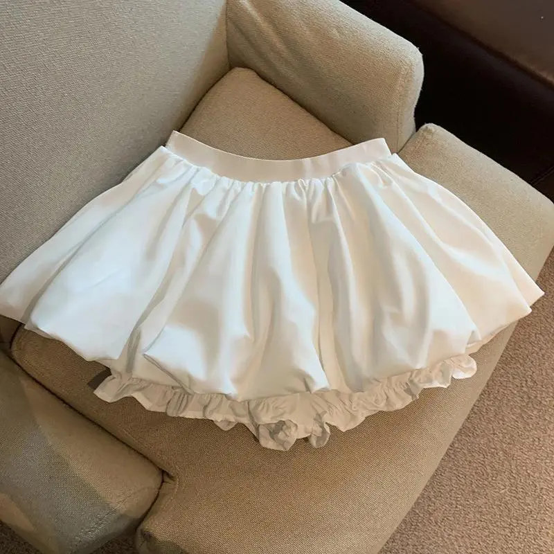 Women's High Waist Bubble Mini Skirt Fluffy Balloon Skirt Anti-chafing Shorts Lined Casual Cute Short Lantern Skirt Daily Wear