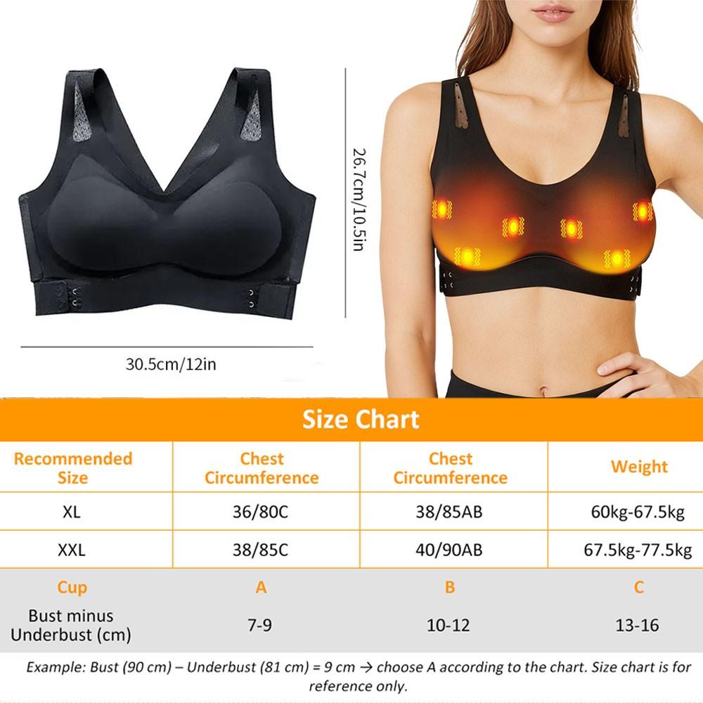 Cordless Breast Massager with Heat & Vibration, Electric Massage Bra Body Care Tool with 5 Modes 3 Intensities 3 Heat Levels, Rechargeable Chest Massager for Women Gift, Usb Rechargeable Massagers
