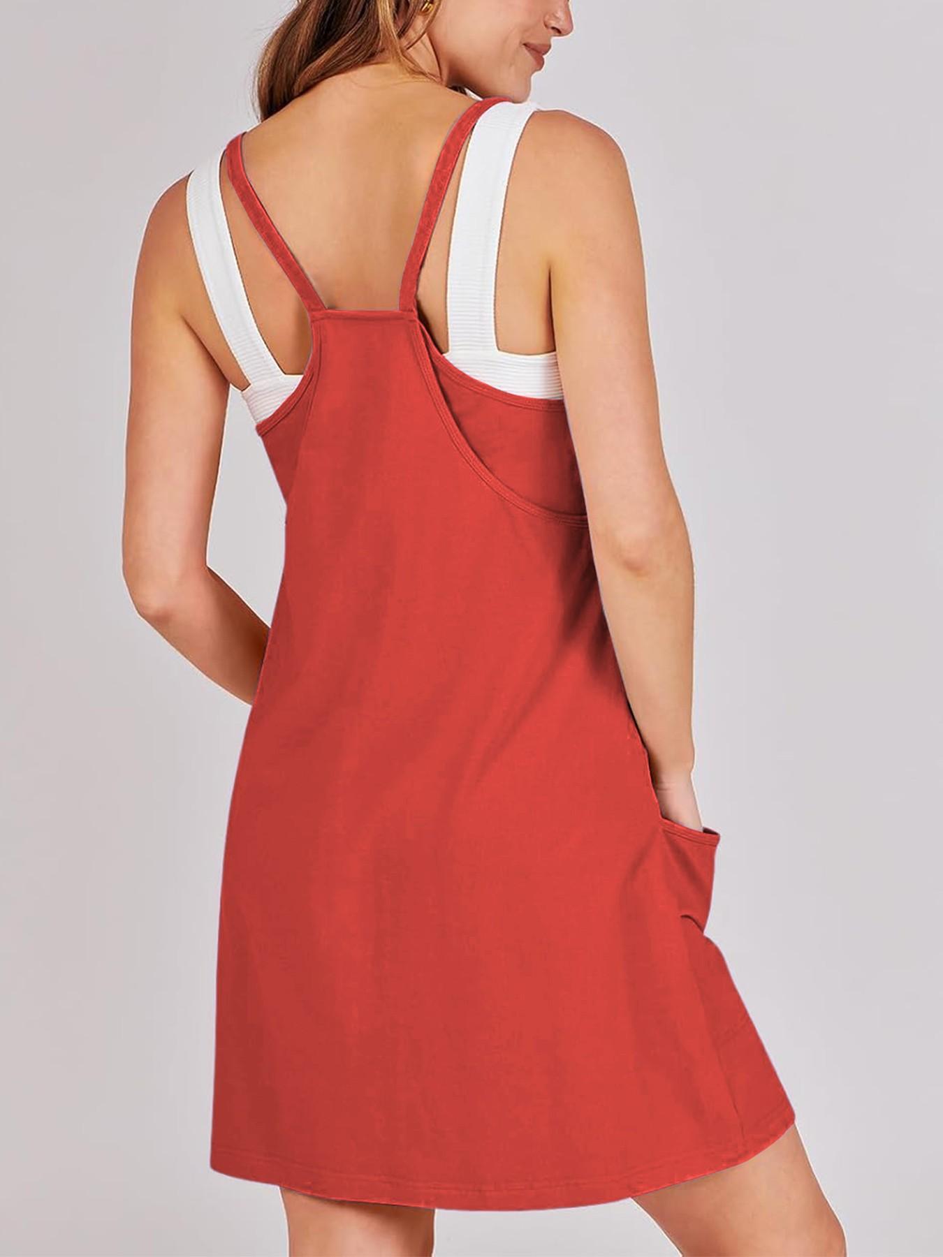 Women's Summer Mini Dress, Casual Athletic Tennis Dress with Shorts, Sleeveless Sporty Design, Perfect for Active Wear & Outdoor Activities