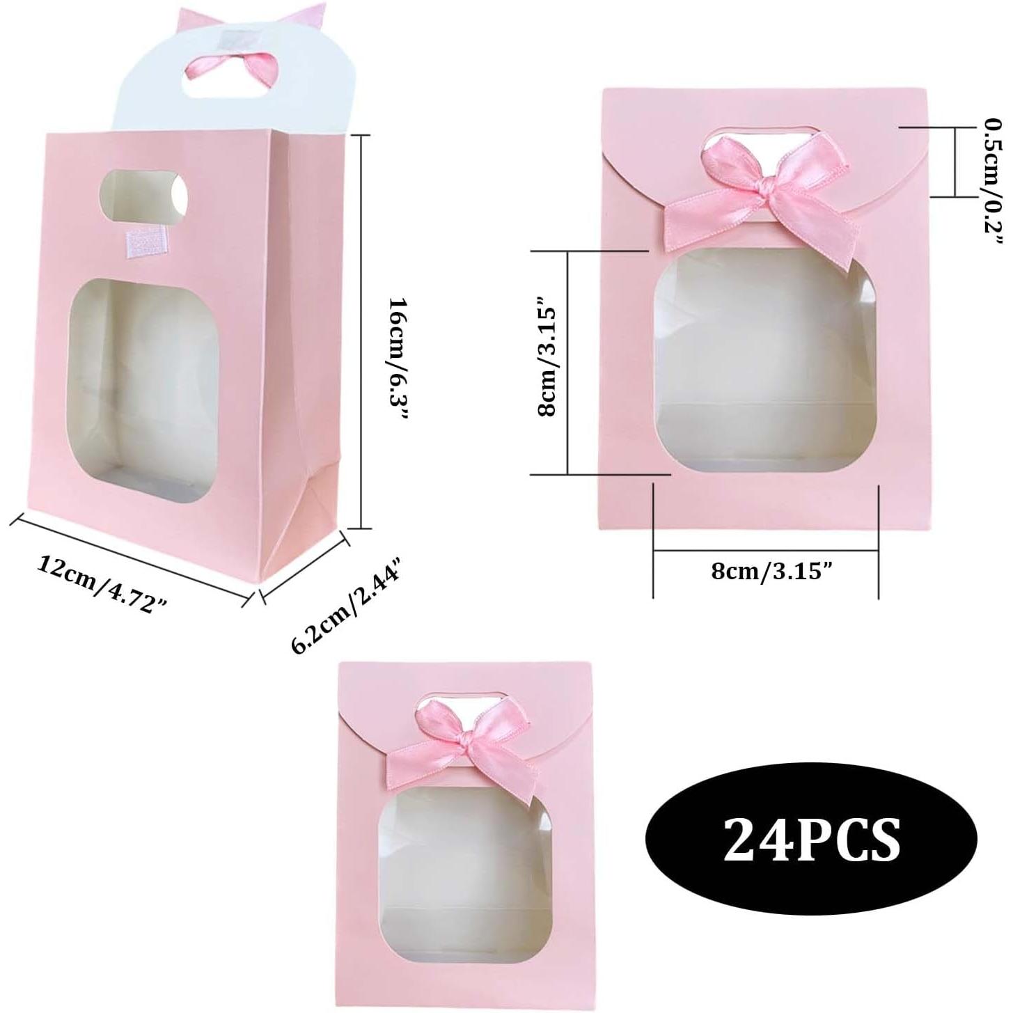 Bags 24 Pack with Window, Party Favor  Bags |  24 Pack    Bags with Window, Party Favor Goodie  Bags for Birthday, Wedding,  Shower