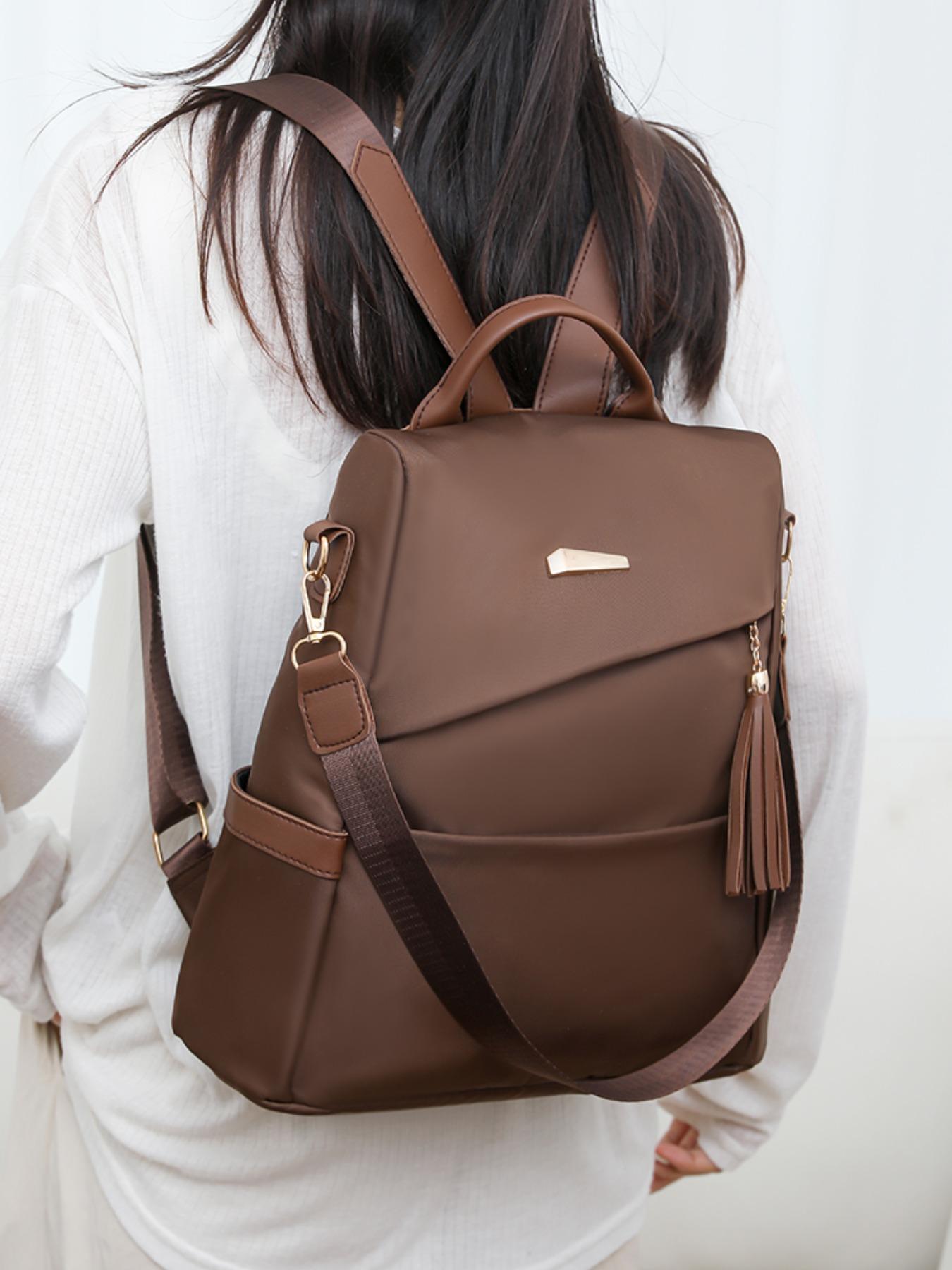 Women's Anti-Theft Backpack, Geometric Patchwork Design, Large Capacity Waterproof Bag, Casual Style for All Seasons