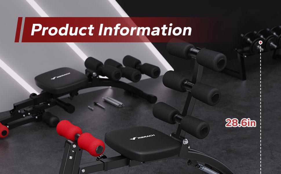 MERACH Multi-Functional Adjustable Ab Machine Workout Bench Sit Up Machine Push Up Exercise Chair for Home Gym