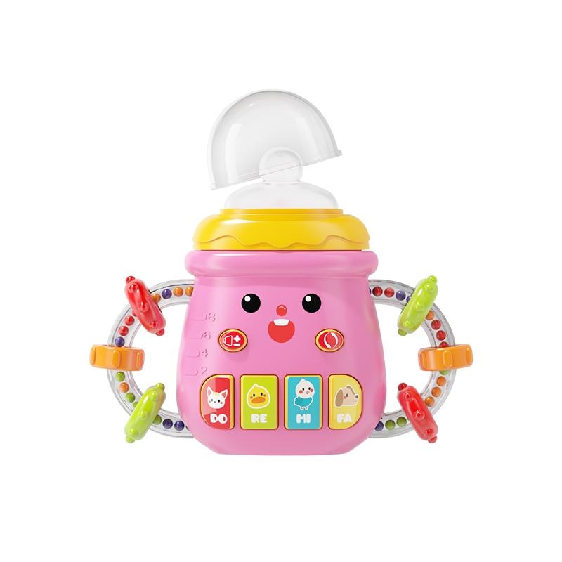 Baby Musical Toy, Cute Baby Bottle Learning Toy, Interactive Duck Shaped Light Up and Music Rattle Toy, Teething Musical Toys, Christmas Stocking Stuffers Gift