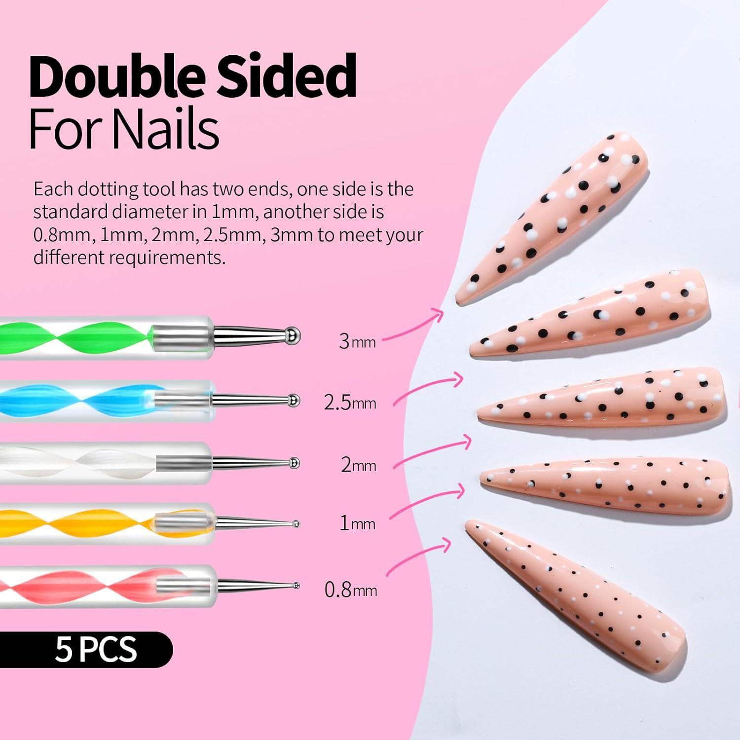 ✨ 21/24/30-Piece Professional Nail Art Tool Set, Including Nail Brushes / Dual-Ended Dotting Pens / Nail Holders / Double-Sided Tape / Tweezers / Cleaning Brushes / Palette / Nail File Combo Set, Suitable for Nail Salons and Home DIY