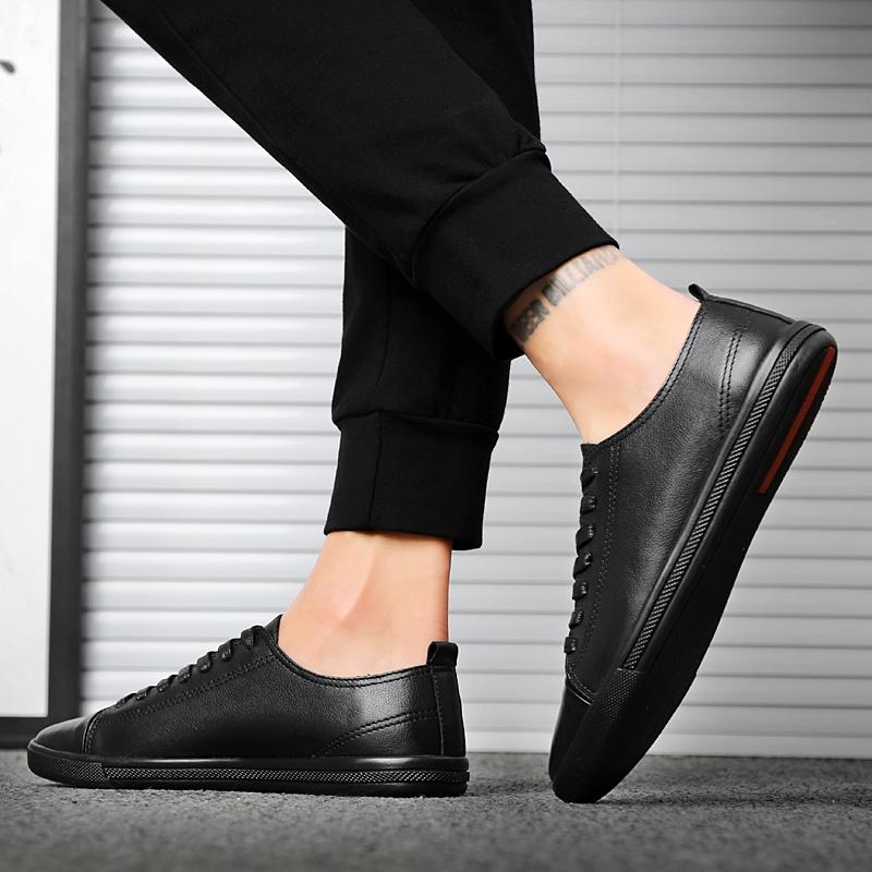 Men & Women High-End Cow Leather Shoes, Lightweight Soft Sole Non-Slip Footwear, Versatile Casual  for Daily Wearfor All Seasons