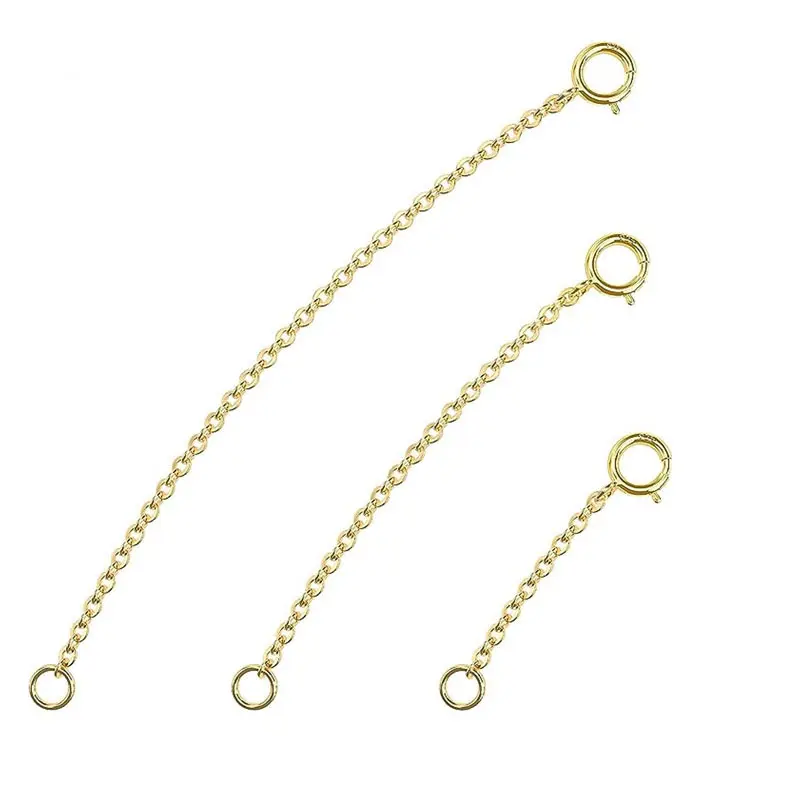 14K Gold Plated Necklace Extenders Delicate Necklace Extender Chain Set, Stainless Steel Double-headed 1", 2", 3" Golden/Silvery/Rose Golden DIY Adjustable Chain for Necklaces Bracelet Anklet Extender