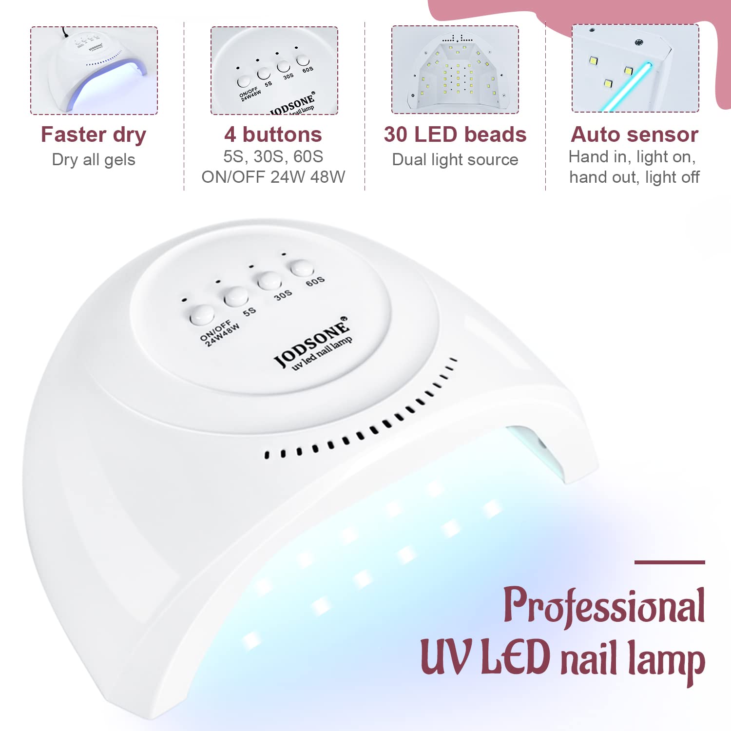 JODSONE Gel Nail Polish Kit 60 PCS with U V Light Base Top Coat 55 Shine Colors Bright and Dark Series Manicure Set