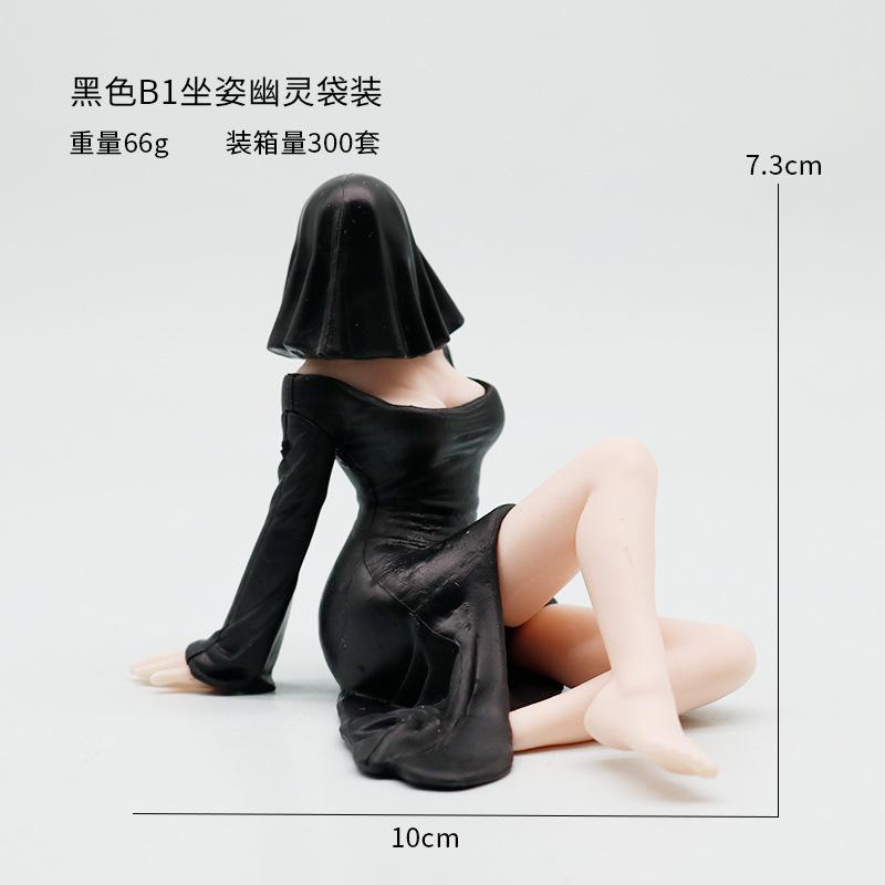 Monochrome Ghost Girl Series Halloween Collectible Figure - Adhesive Halloween Things, Oddities Quirky Horror Lover Gifts, Spooky Cute Home Office Desktop Decor, Car Decoration Designer Toy