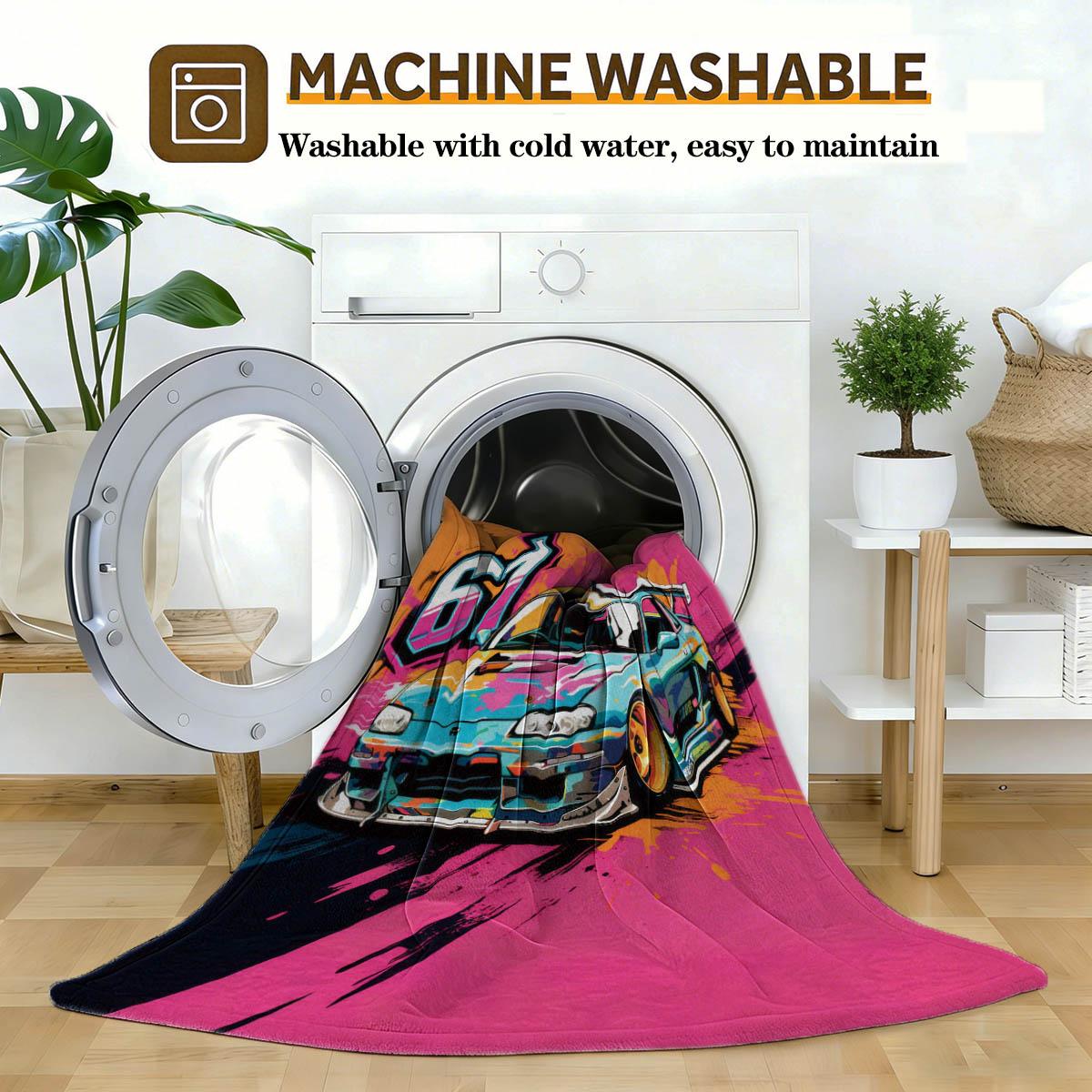 Cool Car and Number 67 Print Blanket, Soft Flannel, Breathable and Warm, Easy to Care, Home Nap Cover, Gift, Bedroom Decor, Pet Blanket