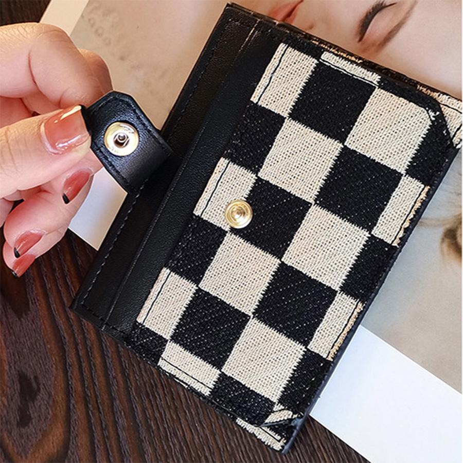 Women's Fashion Colorblock Plaid Short Wallet - Casual Canvas & PU Leather Zipper Card Holder With Snap Closure Leather Lining And Edging | Hand Or Dry Clean Only Card Covers Wallet For Cards Card Holder For Women
