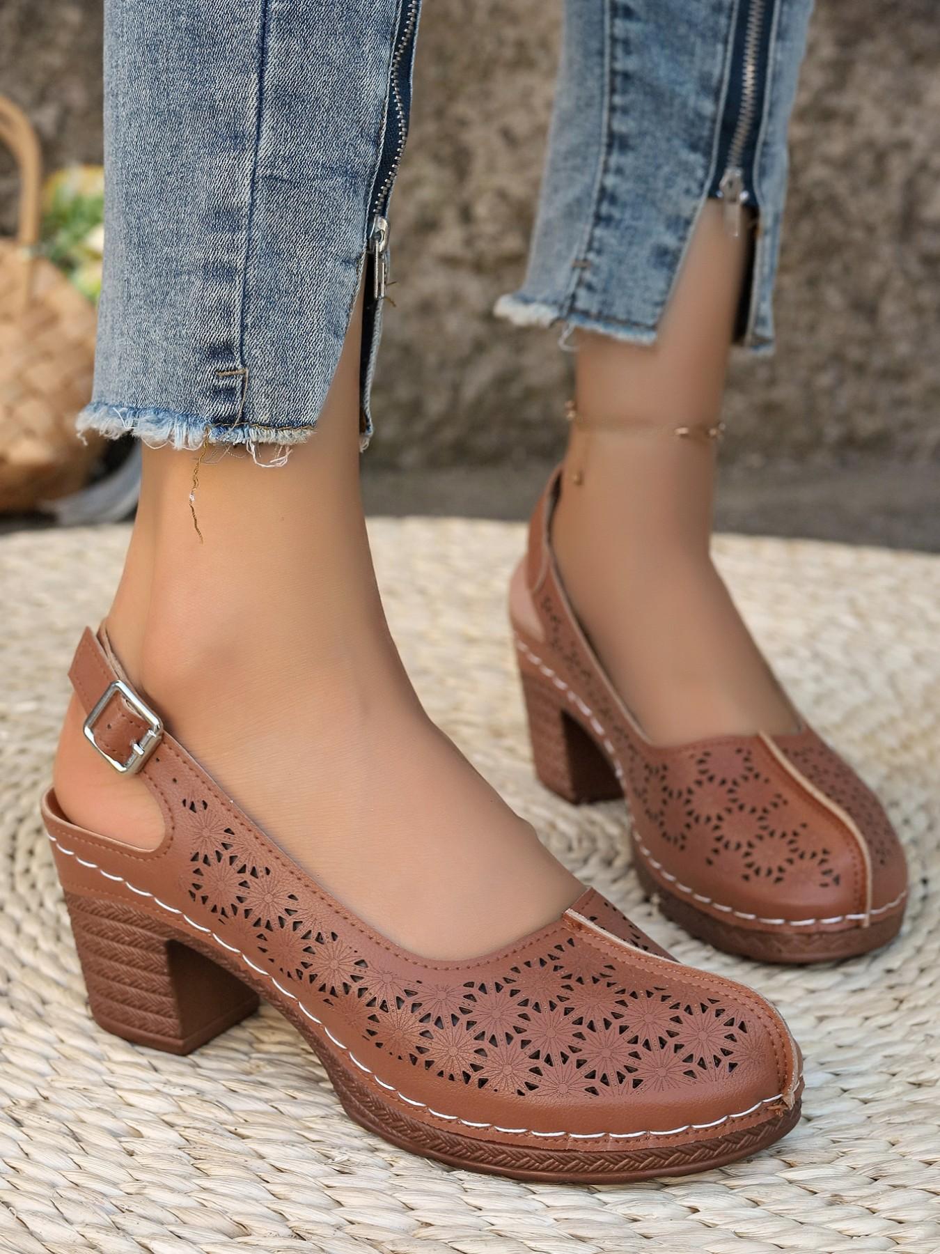 Elegant Hollow Out Women's Sandals, Secure Closed-Toe, Fashionable Slingback, Lightweight Comfort, Breathable, Perfect for Summer Outdoor Activities