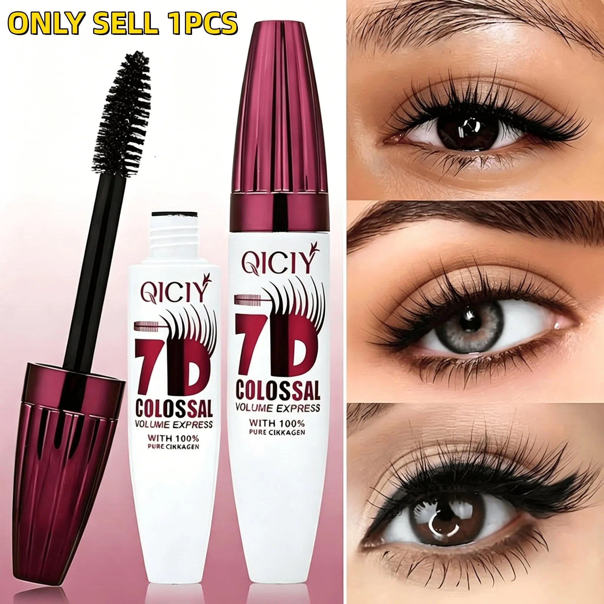 7D Waterproof Volume Mascara, Voluminous Lengthening Mascara, Long Lasting Natural Curling Lashes Mascara for Professional Eye Makeup, Made for Women and Girls